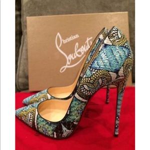 christian louboutin blue so kate 120 python snake